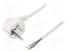 Cablu alimentare AC, 5m, 3 fire, culoare alb, cabluri, CEE 7/7 (E/F) &amp;#351;tecar in unghi, SCHUKO mufa, PLASTROL - W-97173