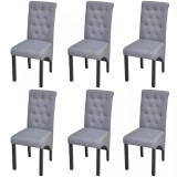 Set 6 scaune, tapițerie material textil, cu spătar &icirc;nalt, gri &icirc;nchis, vidaXL