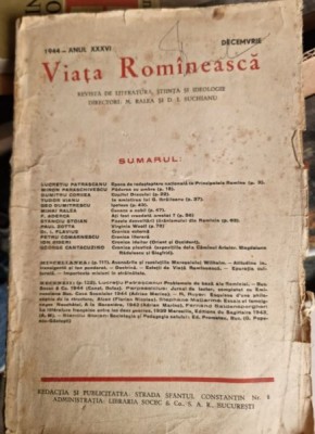 Viata Romaneasca - Anul XXXVI Decembrie 1944 foto