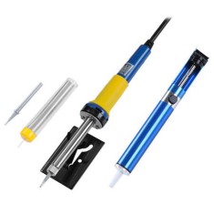 Set letcon complet pentru lipit &ndash; 6 piese (letcon, suport, fludor, pompa cositor, varf rezerva)