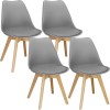Set 4 scaune dining Verdhe pentru bucatarie cu perna tapitata cu piele ecologica, 44x82cm, gri Household NewTrend, Oem