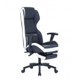 Scaun directorial GN77 Kronos, suport picioare retractabil, mecanism multiblock, piele ecologica, baza metalica, 100 kg, negru alb