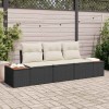 VidaXL Set de canapele pentru grădină 3 pcs negru și crem Rattan poli 3356682