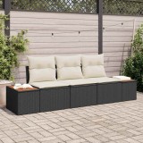 Cumpara ieftin Set de canapele pentru grădină cu pernă 3 pcs negru și crem