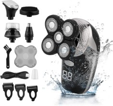 Aparate de ras Ectric pentru barbati, aparate de ras CketiN 5 in 1 pentru cap chel, masini de tuns barba pentru nas si kit de ingrijire, afisaj LED cu foto