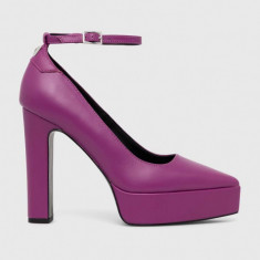 Karl Lagerfeld pantofi de piele SOIREE PLATFORM culoarea violet, cu toc drept, KL31710
