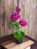 Trandafir Artificial Mov in Ghiveci, 33cm, Decor Elegant Casa, Aranjament Floral Durabil