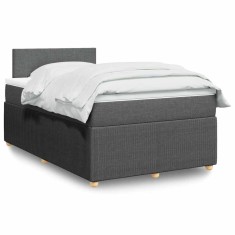 vidaXL Pat box spring cu saltea, gri &icirc;nchis, 120x190 cm, textil 3289689