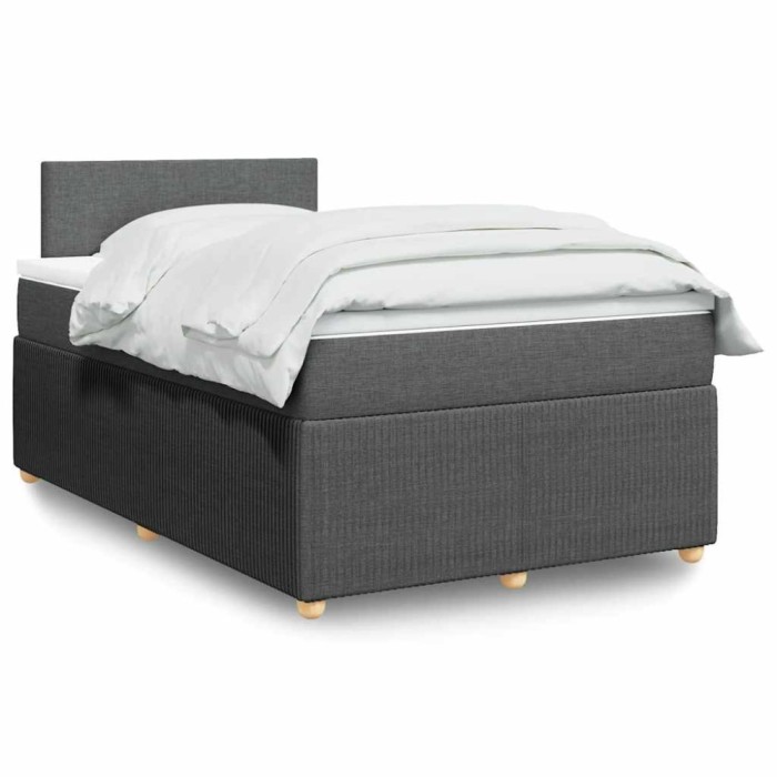 Gossi pat box spring cu saltea, gri inchis, 120x190 cm, textil