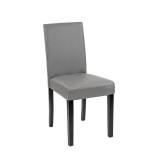 Scaun Sufragerie Piele Ecologica Gri Kelly, 42x58x90 cm, max 120 kg, Lemn, Living/Bucatarie, Set 2 buc