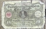 BNKSTR03DE Bancnotă Veche Germania 1 Mark 1920 (Darlehnskassenschein), Perioada Interbelică, Republica Weimar, Numismatică