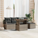 Set de Sofa de Grădină vidaXL 6 Piese cu Perne Gri Poliratan Acacia