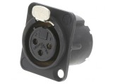 Soclu XLR Mamă 3 Pin cu Buton Negru 16A, Neutrik