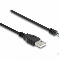 Cablu USB 2.0-A la 4 fire deschise 1m Negru, Delock 64184