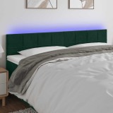 vidaXL Tăblie de pat cu LED, verde &icirc;nchis, 160x5x78/88 cm, catifea 3121669
