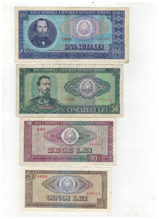 Lot 4 bancnote Romania 1966