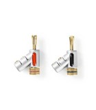 Set PROFESIONAL conectori banana tata-mama metal argintiu 2buc Nedis