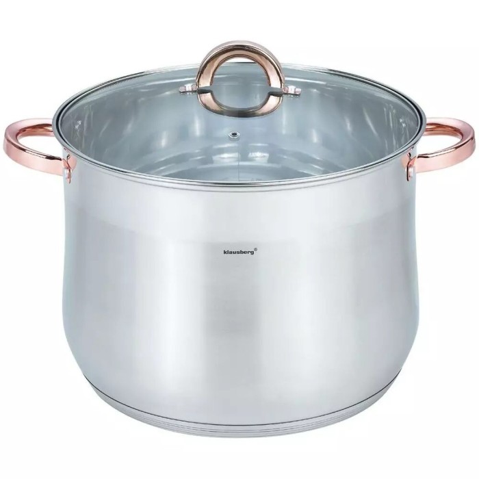 Oala din inox cu capac din sticla, diametru 30 cm, capacitate 16 litri, Klausberg