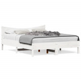 Cadru de pat cu tablie, alb, 150x200 cm lemn masiv pin GartenMobel Dekor, vidaXL