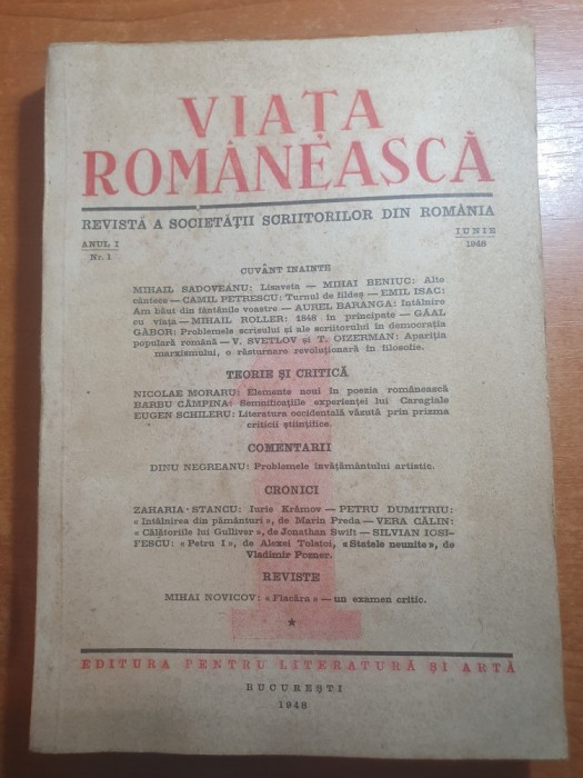 revista viata romaneasca iunie 1948 - anul 1,nr. 1 - prima aparitie-m.sadoveanu