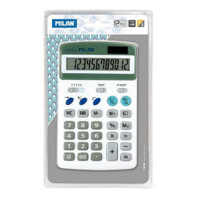 Calculator de Birou MILAN, 12 Digits, 170x105x20 mm, Alimentare Duala, Corp din Plastic Alb, Calculatoare Birou, Calculator 12 Digits, Calculator 12 D foto