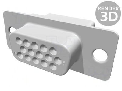 Conector D-Sub 15 Pin Mamă fără Contacte pe Cablu foto