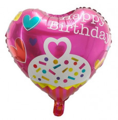 Balon in forma de Inima, 45cm, Happy Birthday, Heliu sau Aer foto