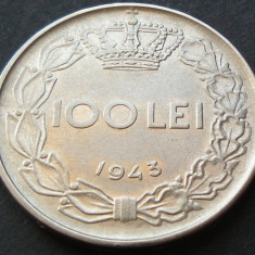 Moneda istorica 100 LEI - ROMANIA / REGAT, anul 1943 *cod 2262