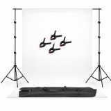 Kit studio, suport fudal reglabil, Alb, 2.6x3m, suport aluminiu, 4 clesti de suport al panzei, geanta de transport