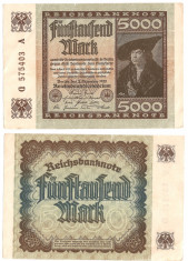 bancnote 5000 mark 1922 -Germania foto