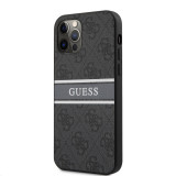 Husa Piele Guess 4G Printed Stripe pentru Apple iPhone 12 Pro Max, Gri GUHCP12L4GDGR