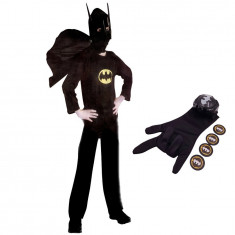 Costum Batman Clasic cu manusa lansator pentru baieti 7-9 ani 120 - 130 cm