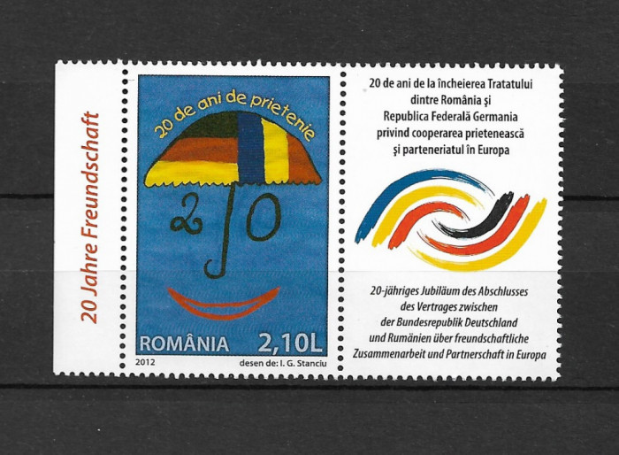 ROMANIA 2012-TRATATUL DE PRIETENIE ROMANO-GERMAN, VINIETA 1, MNH - LP 1955b
