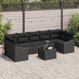 Gossi set de canapea gradina cu 8 piese si perne negre din poliratan