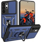 Husa antisoc compatibila cu Samsung Galaxy S26 Ultra, design Armour, protectie camera cu clapa glisanta, Albastru