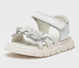 Primigi, Sandale flatform din piele, Alb optic, Argintiu, 25 EU, Resigilat, Grad B