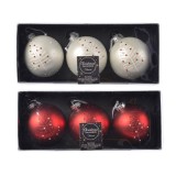 Cumpara ieftin Set 3 globuri - Bauble Glass Matt Tree with Beads - mai multe culori | Kaemingk