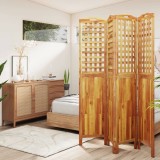 Paravan Camera Lemn Acacia vidaXL, 4 Panouri, 162x2x180cm, Maro, Separator Pliabil, Decorativ