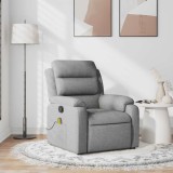 vidaXL Fotoliu de masaj rabatabil, gri deschis, textil