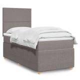 Gossi pat box spring cu saltea, gri taupe, 90x200 cm, textil