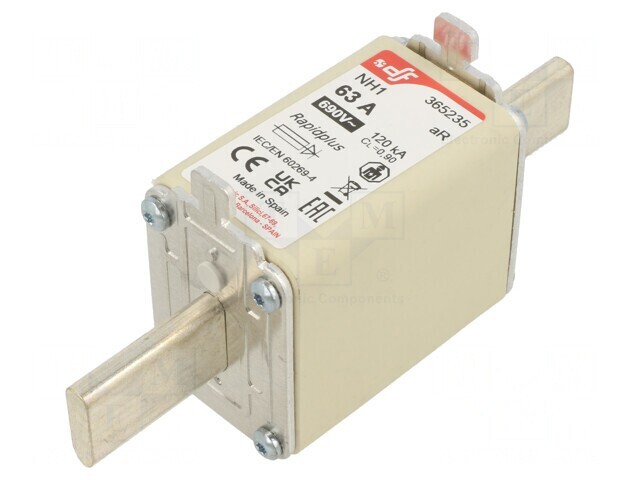 Siguranță NH1 63A 690VAC 550VDC Argintie