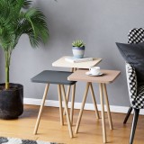 Satztisch Hobro im 3er Set Quadratisch 49 x 34 x 34 cm Grau/Wei&szlig;/Ros&eacute; [en.casa] HausGarden Leisure, [en.casa]