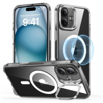 Husa pentru iPhone 16 Plus - ESR Classic Hybrid HaloLock Kickstand - Clear foto