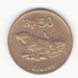 Indonezia 50 rupii 1998 - varanul Komodo, tiraj :150 000 exemplare.
