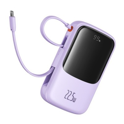 Acumulator Extern Lightning, 2x Type-C, USB, 22.5W, 10000mAh + Cablu Type-C - Baseus Qpow Pro+ (P10067101513-00) - Purple foto