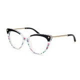 Ochelari cat eye calculator anti lumina albastra Techsuit, negru flowers, F93308
