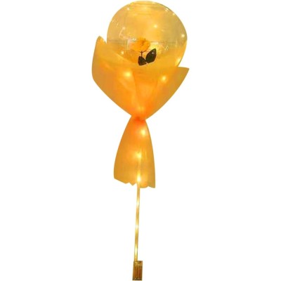 Buchet Decorativ, Cyrax, Trandafir in Balon cu Lumini Led, Diametru 35 cm, 2 x Baterii AA (neincluse), Sampanie foto