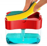 Set Dispenser Detergent Lichid Vase 2 in 1, Burete Inclus, Rezervor 380ml, Rosu