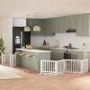 VidaXL Poartă c&acirc;ini pliabilă cu ușă 12 panouri, alb, 960 cm, lemn plop 3155676
