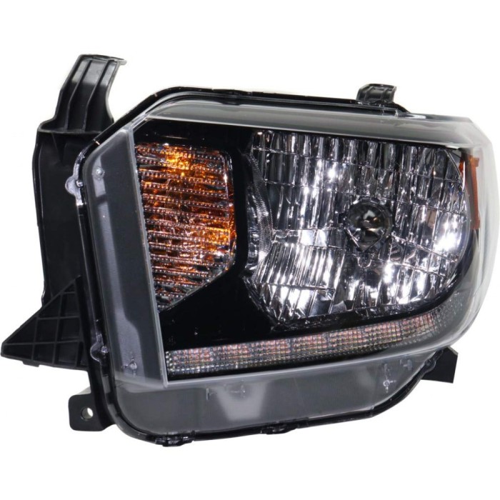 Far TOYOTA TUNDRA, 05.2013-2017, partea stanga, cu LED daytime running light; Type= USA; HB2+PY27/7W+W5W; electrical; negru rim; halogen,